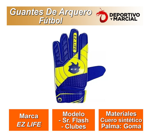 Guantes De Arquero Futbol Adultos Goma Antidelizante Velcro