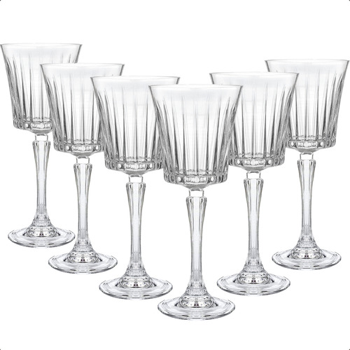 Set X6 Copa Para Vino De Vidrio Labrado Color Transparente