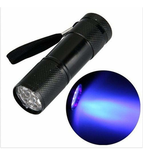 Mini Aluminio 9 Led Linterna Luz Negra Antorcha