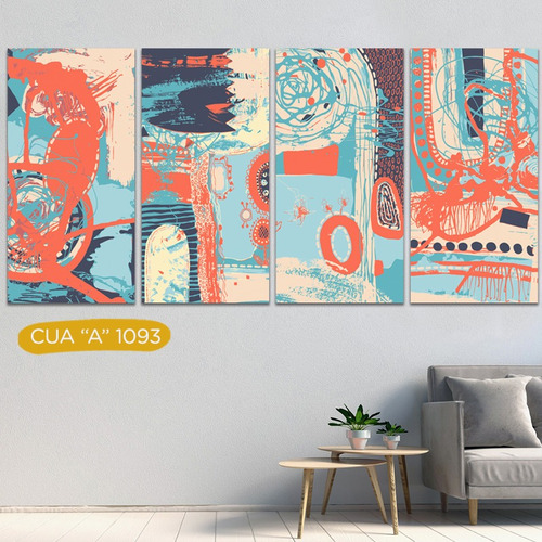 Imagen 4 de 10 de Cuadros Cuadriptico Abstractos Modernos Decorativos 120x60