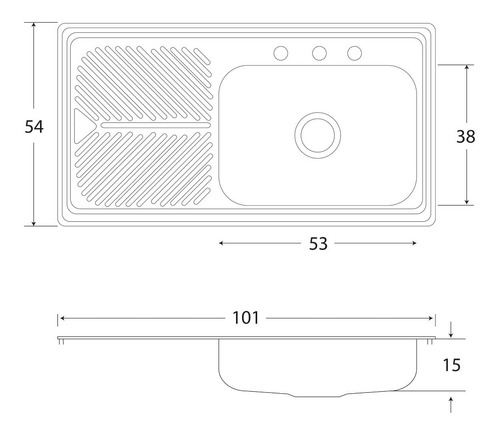 Imagen 3 de 8 de Fregadero Cocina Empotrar 1 Tina 101x54x15 Eb M201 Izquierda