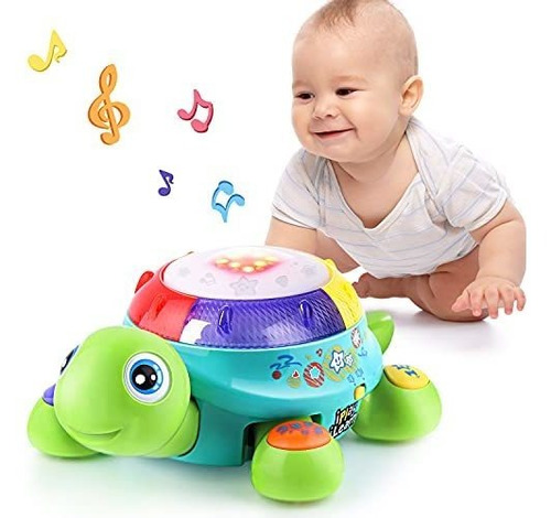 Tortuga Musical Con Luz Para Bebe Estimula El Gateo De Abs