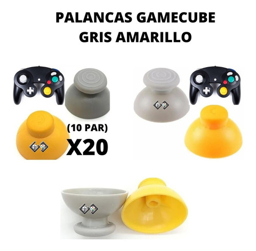10 Joystick Par Palanca Para Game Cube Gris Y Amarillo