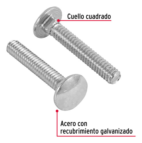 Tornillo Tipo Coche 1/4 X 1.5´ Redondo Metal Auto 80pz 44714