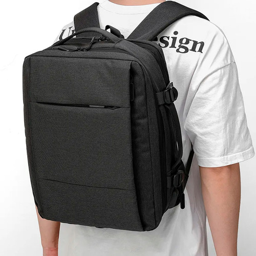 Mochila Executiva Para Viagem Expansível Entre 20-35 Litros Cor Preto