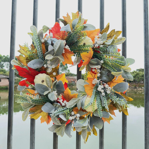Guirnalda Colgante De Corona De Calabaza De Eucalipto Para