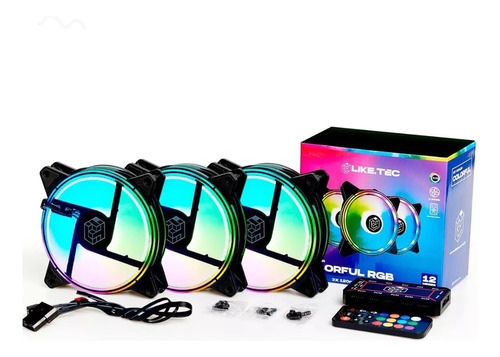Kit 3x Fan Gamer Colorfull Argb 12v Controladora + Controle