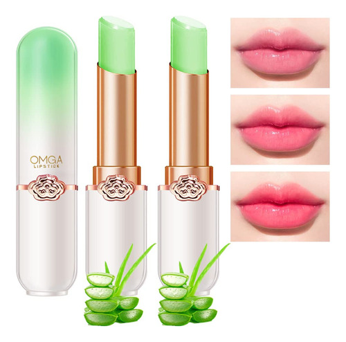 2 Lpices Labiales De Aloe Vera Que Cambian De Color Queen, P