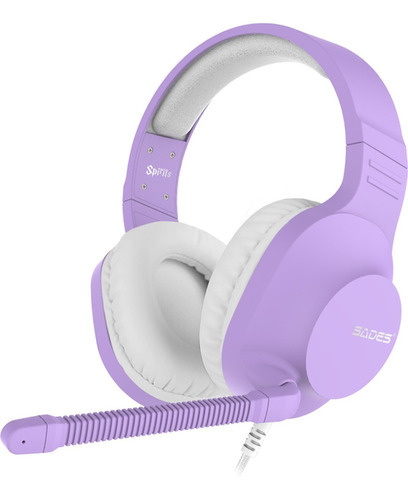 Headset Gamer Sades Spirits P/ Ps4 Ps5 Vr Xbox Cel Pc Notebook Nintendo Switch Fone De Ouvido Com Microfone Violeta