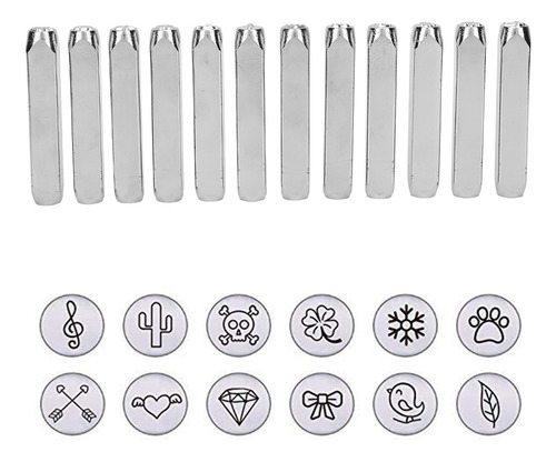 Imagen 5 de 9 de 12pcs 1/4 In Cuero Artesanía Sellos Metal Sello Acero Carbo
