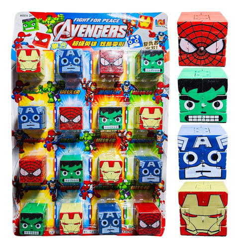 Muñeco Cubo Avengers Spiderman Juguete Souvenir Piñata X 16