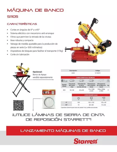 Sierra para Metal STARRETT S1105 105mm. 850W.