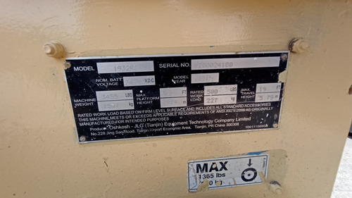 Venta Plataforma Eléctrica Tijera JLG Altura 8 Mts.