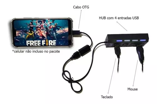 Teclado Mouse C/ Fio Mobilador P/ Celular Jogar Free Fire
