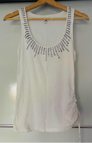 Musculosa Blanca Con Brillos M