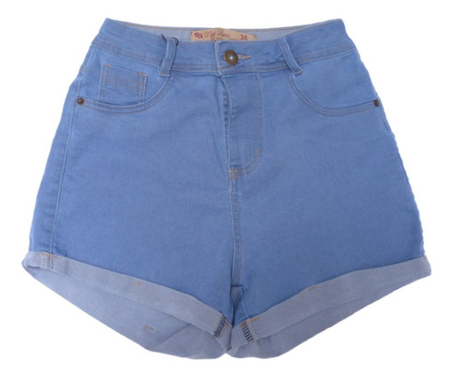 Imagem 1 de 1 de Short Jeans Feminino Barra Dobrada Delavê Com Elastano