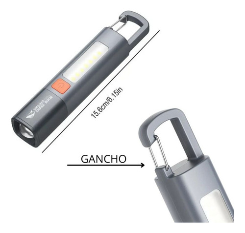 Mini Lanterna Led Recarregável Com Gancho Camping Usb