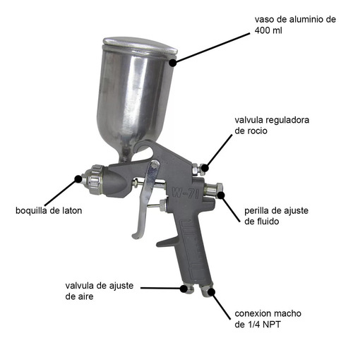 Imagen 2 de 5 de Pistola Para Pintar Pektra Vaso De 400 Ml Lvmp