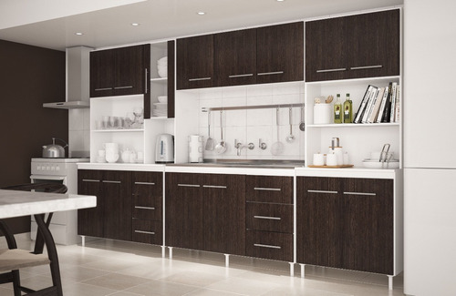 Imagen 2 de 5 de Kit Doble De Cocina Bajo + Alacena Doble Orlandi Melamina