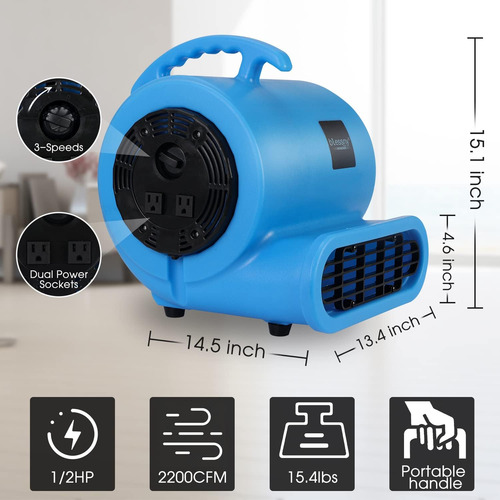 Ventilador For Floor Blessny 1/2 Hp, 2200 Cfm, 4 Speed