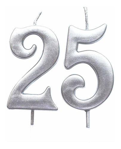 Vela Numérica De 25 Cumpleaños De Plata  Número 25 D...