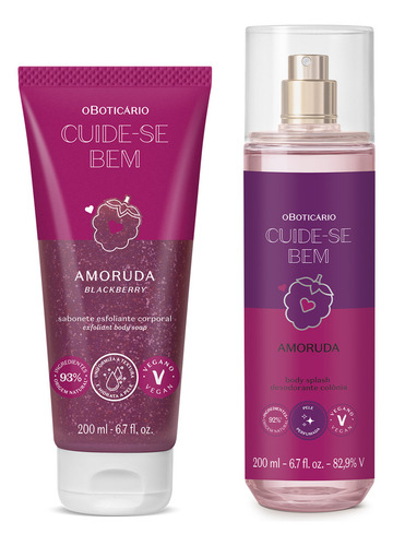 Cuide-se Bem Amoruda: Sabonete Esfoliante Corporal 200ml + Body Splash 200ml