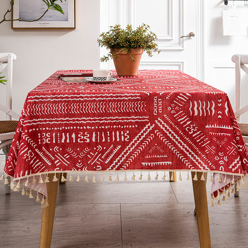 Mantel De Mesa Con Borlas, Impermeable, Poliéster, Para Cena