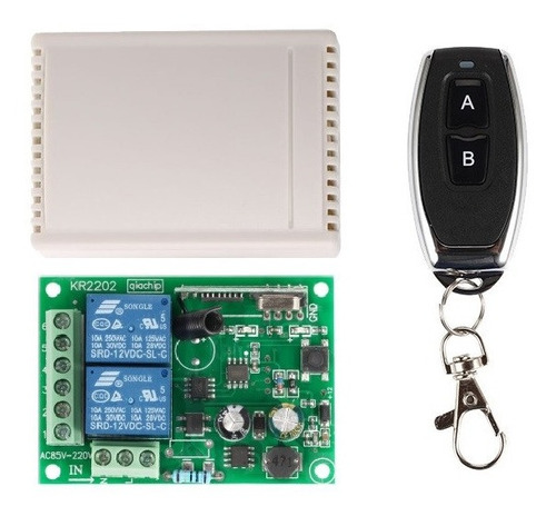 Modulo Receptor Y Control Remoto 2ch Rf 433mhz 220v Gabinete