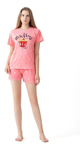 Pijama Mujer Conjunto Polera Manga Corta Con Short.8512-2