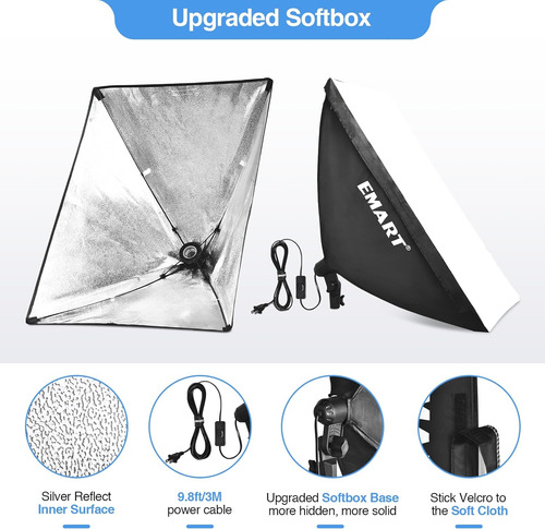 Softbox Kit De Iluminacion Profesional Con Bombillas Led 40