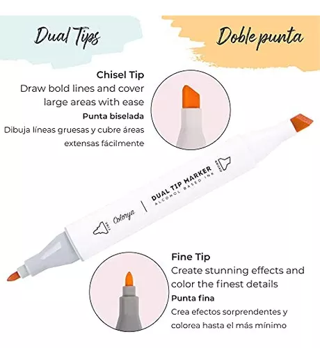 Colorya Rotuladores a Base de Alcohol Doble Punta con Tinta No