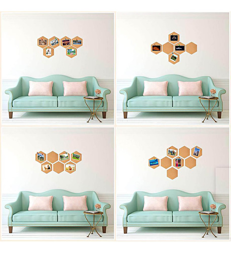 Tablero De Mensajes Hexagonal De Corcho, Foto, Adhesivo Para