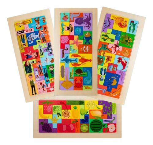 Pack 4 Puzzles Rompecabezas Tetris Puzzles De Madera 3d