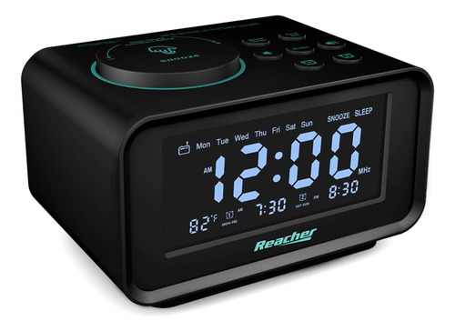 Reacher Pequeño Reloj De Alarma Dual Con Radio Fm, Día De Se