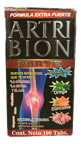Artri Bion Forte Verde 100 Tabs 500 Mg C/u Reforzado Ajo Rey Sabor Ortiga