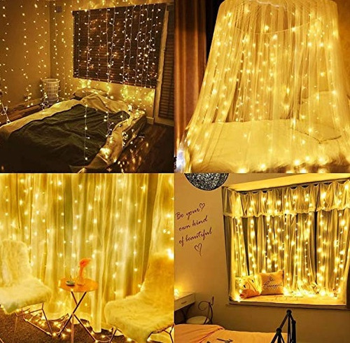 Imagen 3 de 4 de Cortina De Luces Led Blanca 3 X 2 Decoracion Fiesta