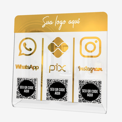 Imagem 3 de 4 de Placa Qr Code Whatsapp Pix Receber Pagamento Instagram Trans