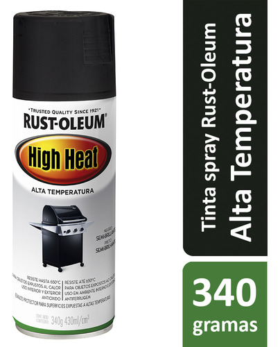 Spray Preto Semibrilho Alta Temp 650oc Autoprimer Rust Oleum