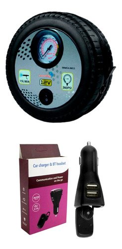 Mini Compressor Ar 260psi + Carregador C/ Fone Bluetooth