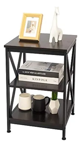 comprar Mesa Auxiliar De Madera Color Marrón Oscuro Con 3 Niveles.