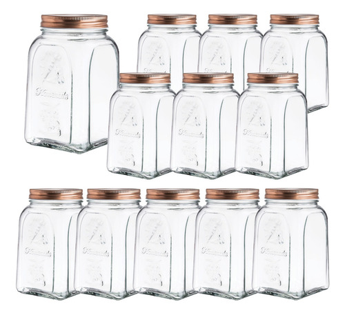 Caja 12 Brocal De Vidrio Vintage C/t Rosca Med 1 L