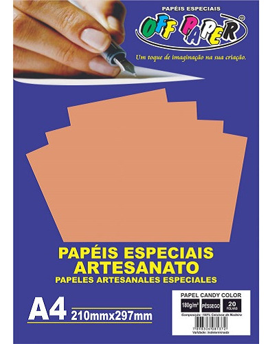 Papel Candy Color A4 180g/m² 20 Folhas Off Paper Cor Pêssego