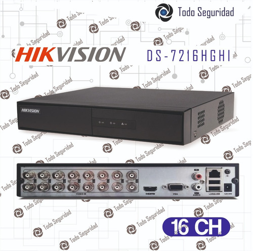 Imagen 4 de 10 de Dvr 16ch Hikvision 1080p Hd Tvi Cctv Hdmi Vga P2p +disco 1tb