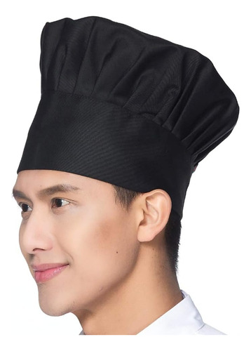 Gorro Chef Negro Sombrero Cocinero Unitalla Adulto Ajustable