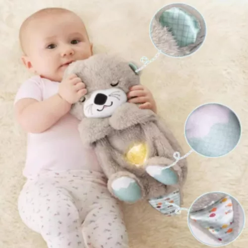 Fisher-Price Baby Sound Machine Soothe 'n Snuggle Otter - Juguete portátil  de peluche para bebé con detalles sensoriales, luces musicales y movimiento