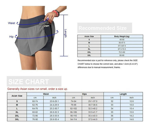 Pantalones Cortos Para Correr 2 En 1 Para Mujer Con Bolsillo