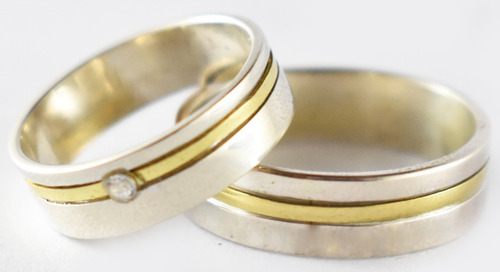 Imagen 4 de 10 de Par Alianzas Plata 925 Oro 18k Gloss Cristal Swarovski Grtía