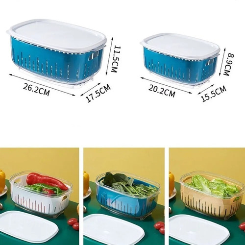 Imagen 7 de 10 de Combo Contenedor Taper Escurridor Desmontable Chico + Grande
