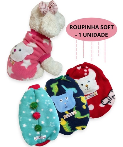 Roupinha Inverno Tecido Soft Moda Pet Cães Gatos Tam. P M G