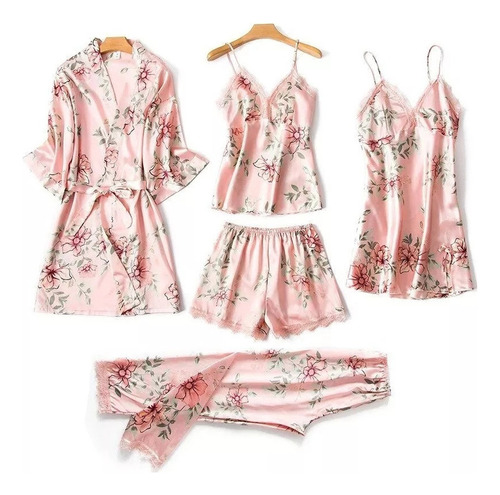 Conjuntos Pijama Satén Para Dormir Lencería Seda Para Mujer